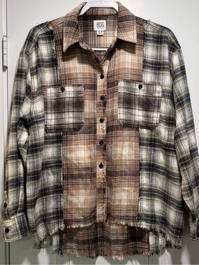 BDG Plaid Flannel Shirt in Brown and Black oversized.